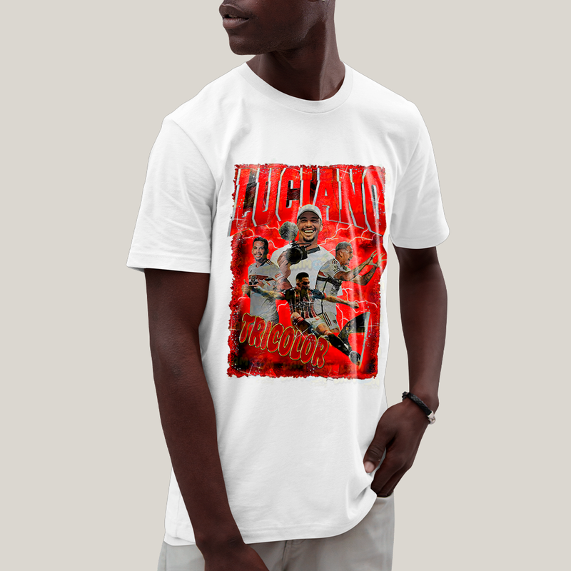 Camiseta Algodão Unissex T shirt Graphic Tee Luciano Tricolor Jogador de Futebol São Paulo