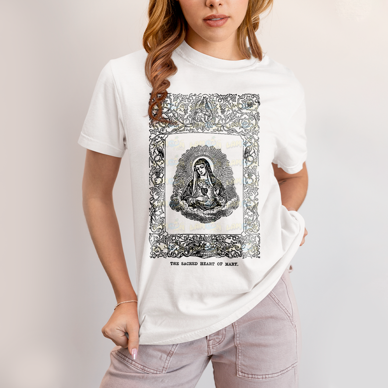 Camiseta Algodão Unissex The Sacred Heart Of Mary Maria