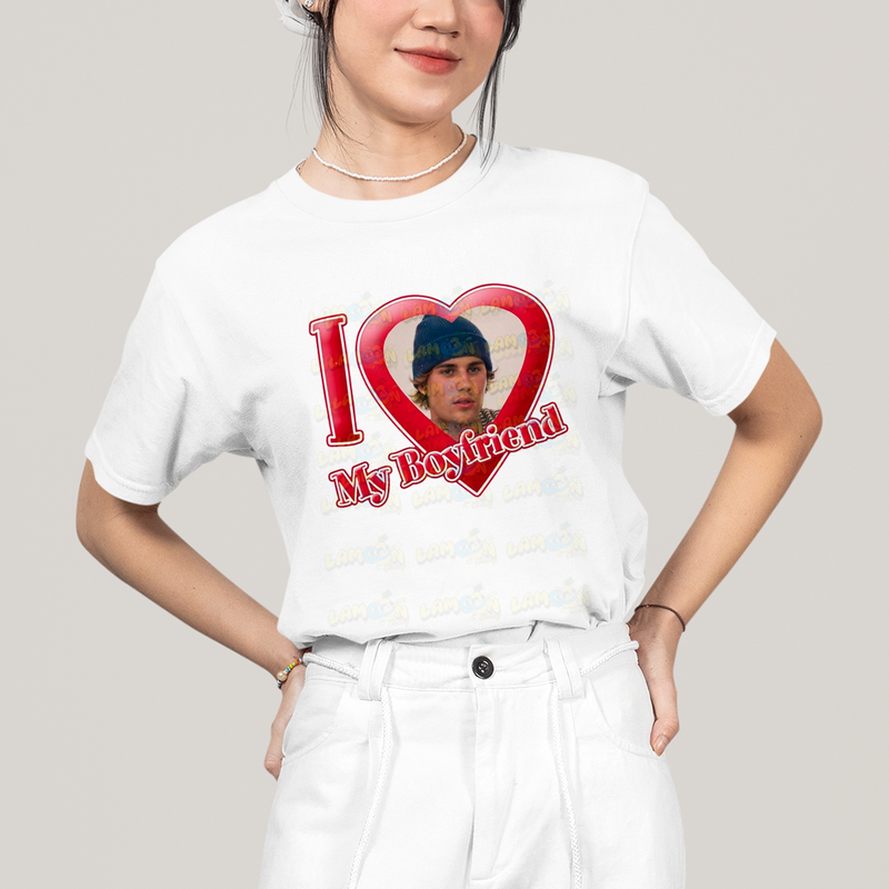 Camiseta Algodão Unissex T shirt Justin Bieber I Love my Boyfriend