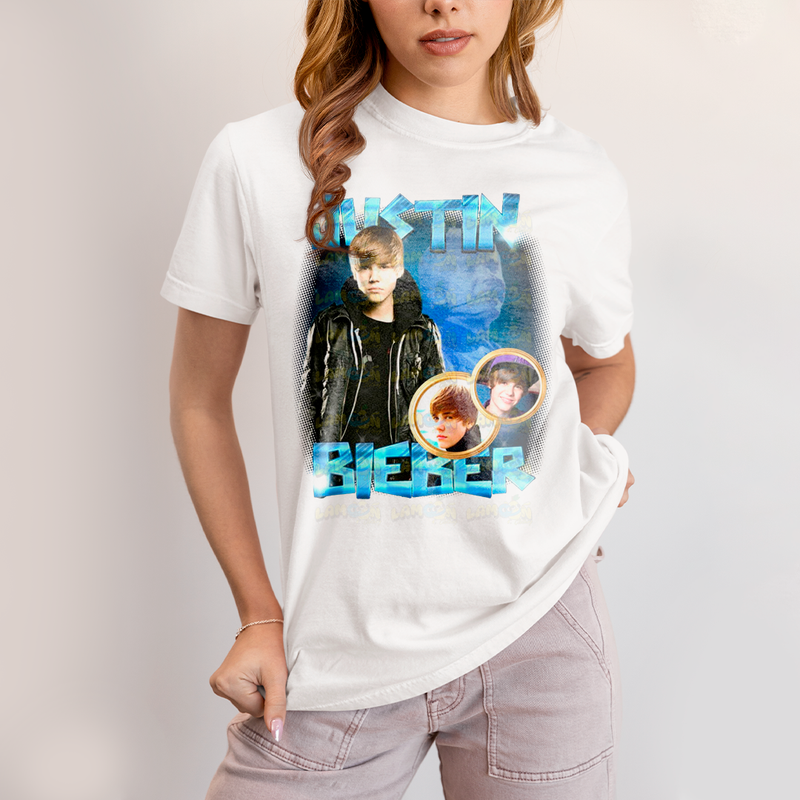 Camiseta Algodão Unissex T shirt Graphic Tee Justin Bieber Jovem