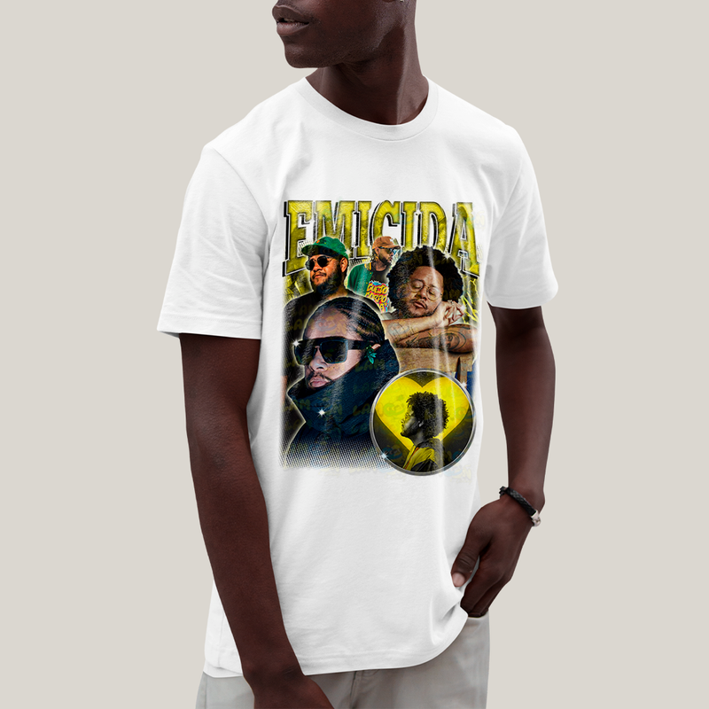 Camiseta Algodão Unissex T shirt - Emicida Amarelo cantor rap hip hop