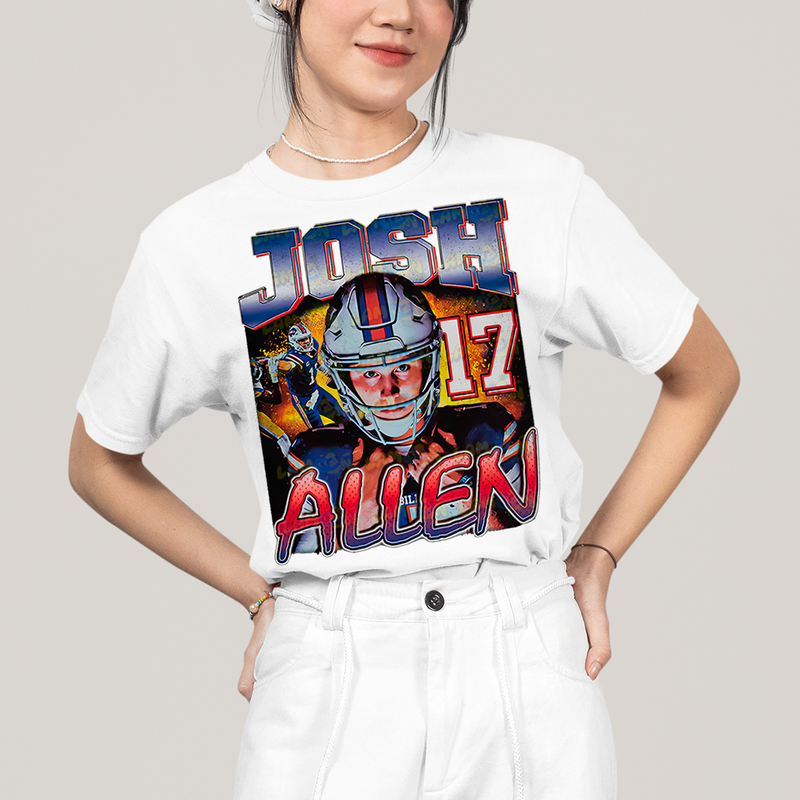 Camiseta Algodão Unissex T shirt - Josh Allen 17 jogador de futebol