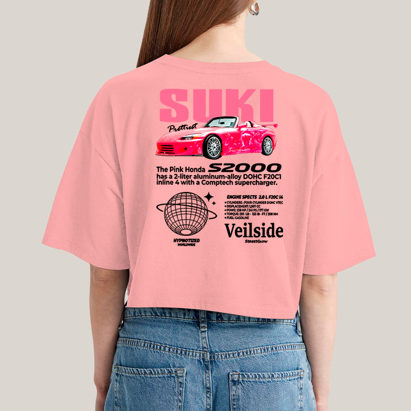 Cropped Oversized Algodão Unissex T shirt Suki & Bullet BFF ou casal FC
