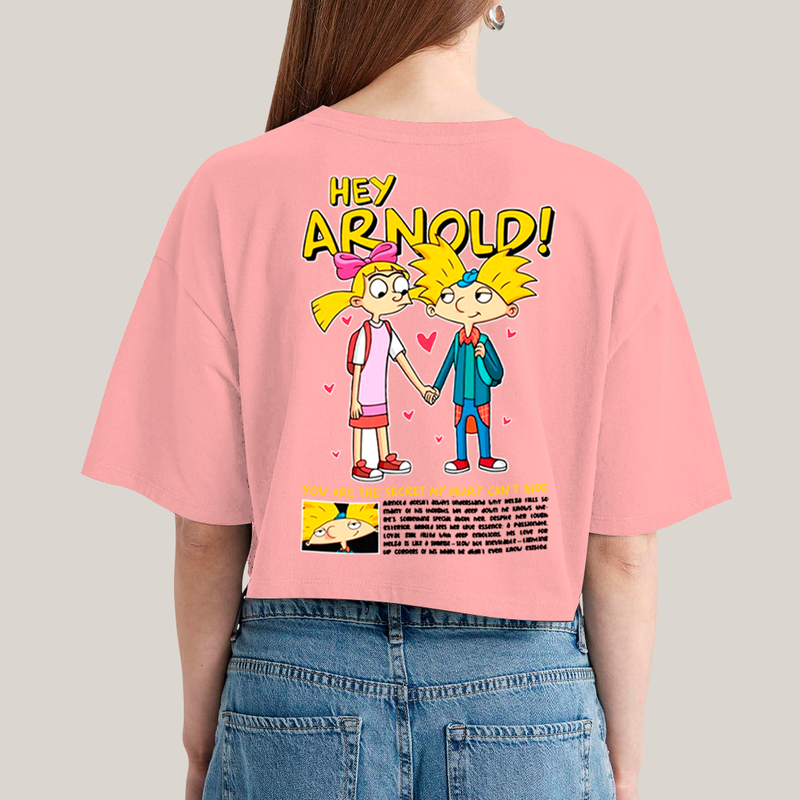 Cropped Oversized Algodão Unissex T shirt Arnold & Helga BFF ou casal FC