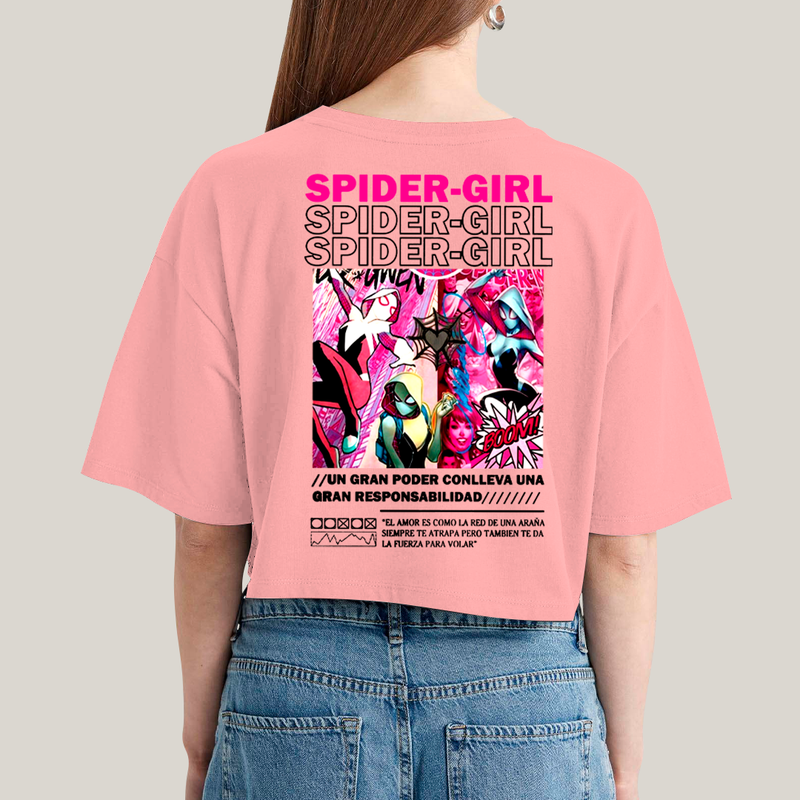 Cropped Oversized Algodão Unissex T shirt Spider Boy & Spider Girl BFF ou casal FC
