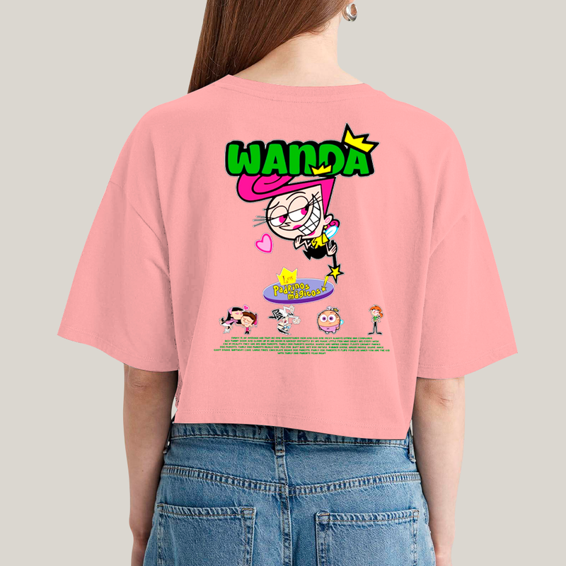 Cropped Oversized Algodão Unissex T shirt Cosmo & Wanda BFF ou casal FC