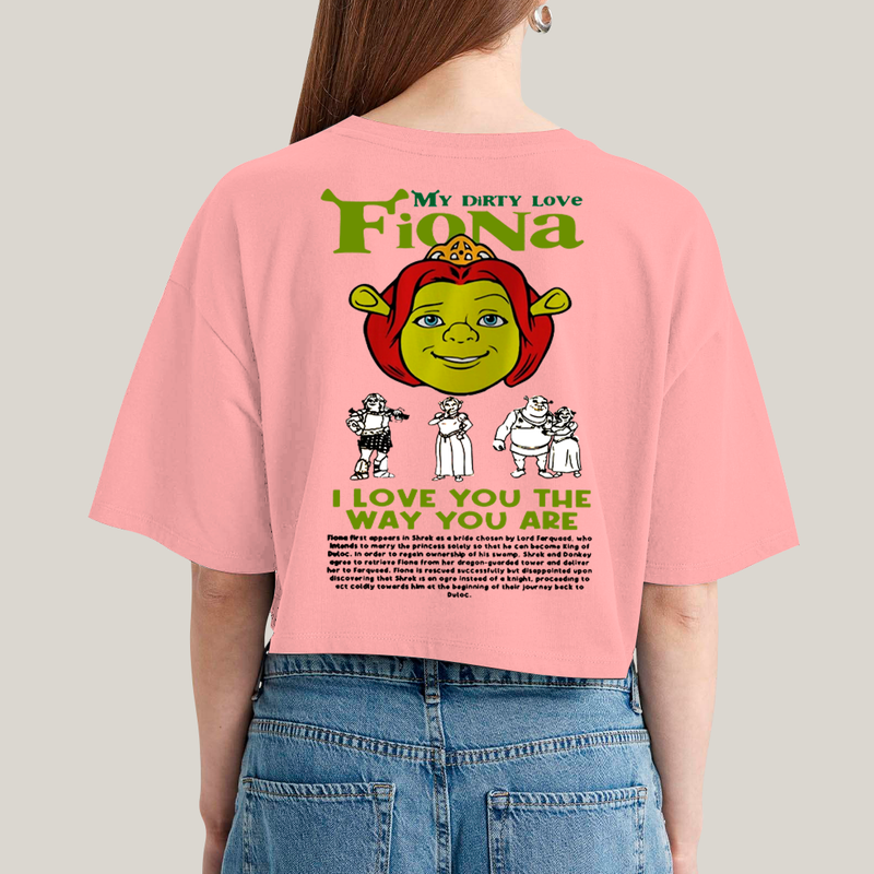 Cropped Oversized Algodão Unissex T shirt Shrek & Fiona BFF ou casal FC