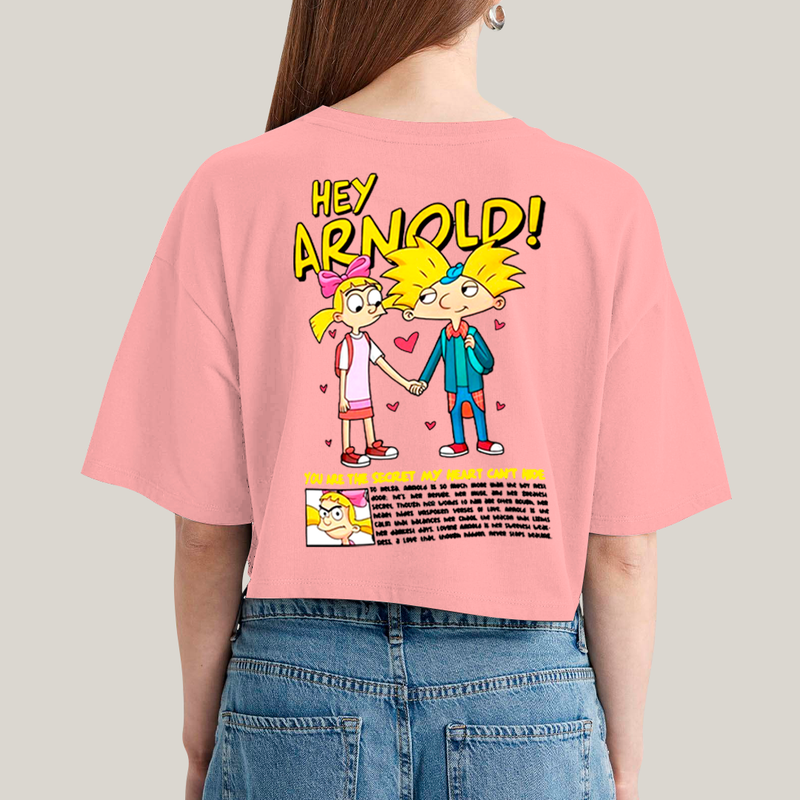 Cropped Oversized Algodão Unissex T shirt Arnold & Helga BFF ou casal FC
