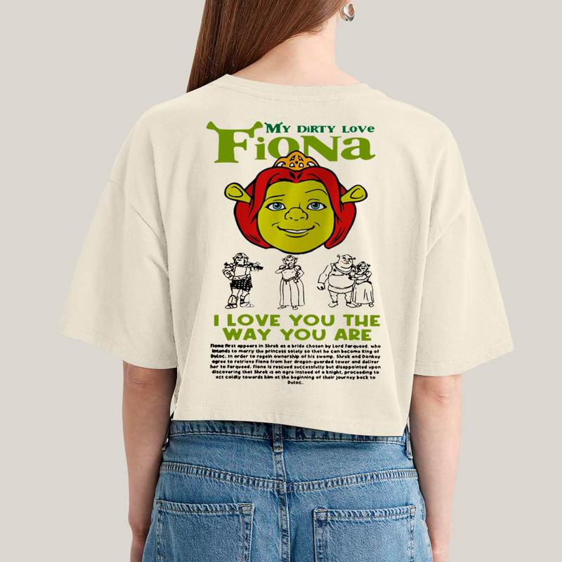 Cropped Oversized Algodão Unissex T shirt Shrek & Fiona BFF ou casal FC
