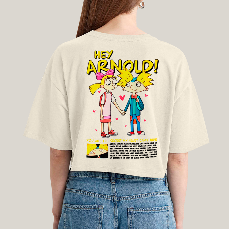 Cropped Oversized Algodão Unissex T shirt Arnold & Helga BFF ou casal FC