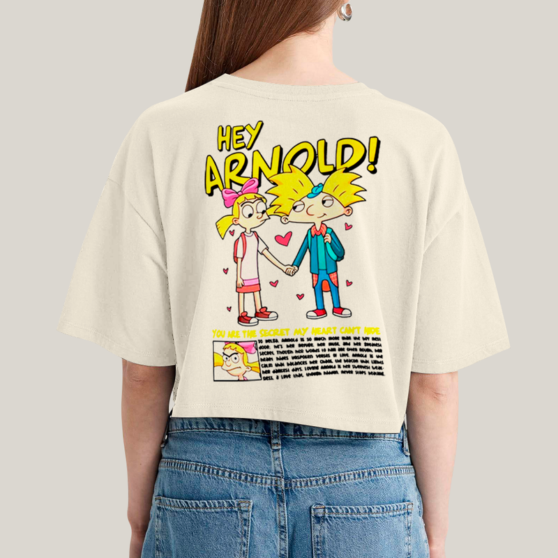 Cropped Oversized Algodão Unissex T shirt Arnold & Helga BFF ou casal FC