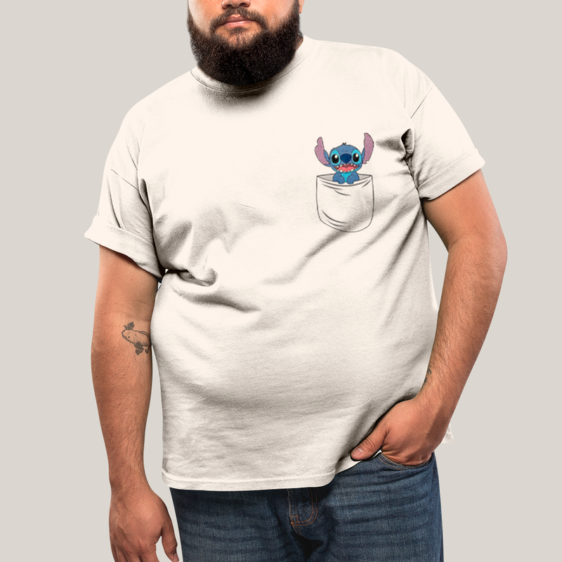 Camiseta Plus Size Algodão Unissex T shirt Lilo & Stitch Orelha Caida FC