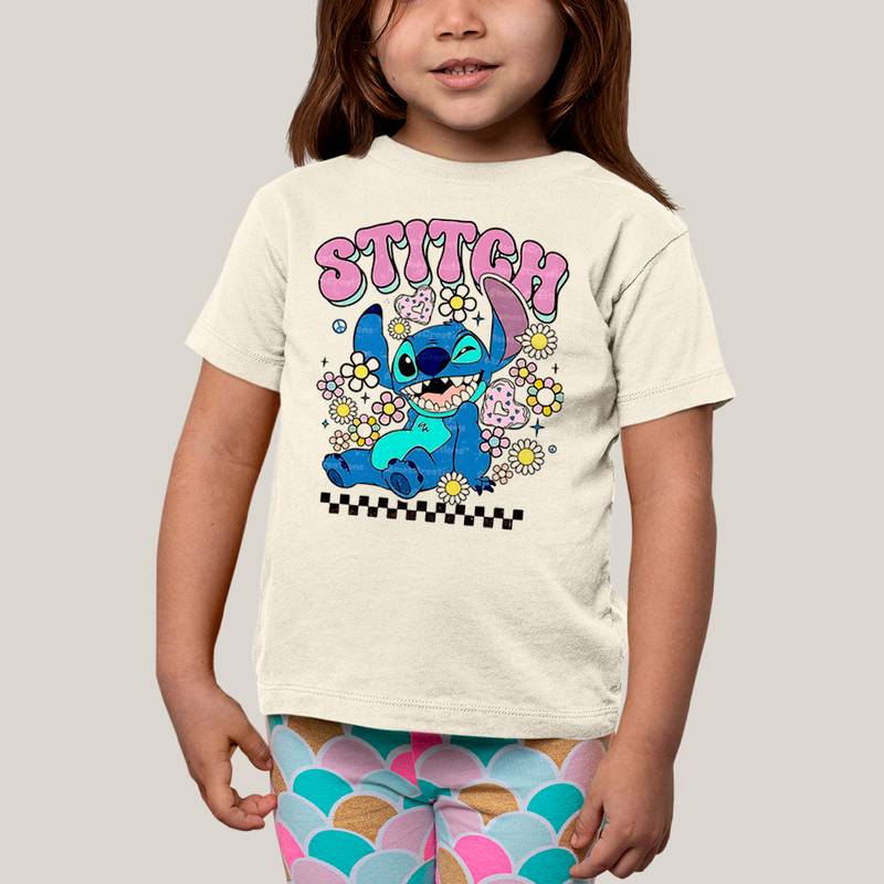 Camiseta Infantil Algodão Unissex T shirt Lilo & Stitch Piscando