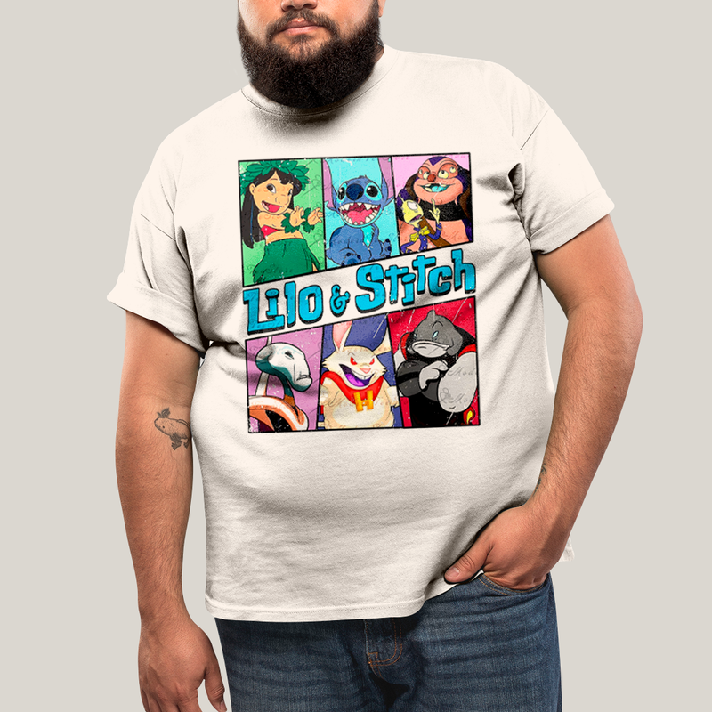 Camiseta Plus Size Algodão Unissex T shirt Lilo & Stitch Alienigenas