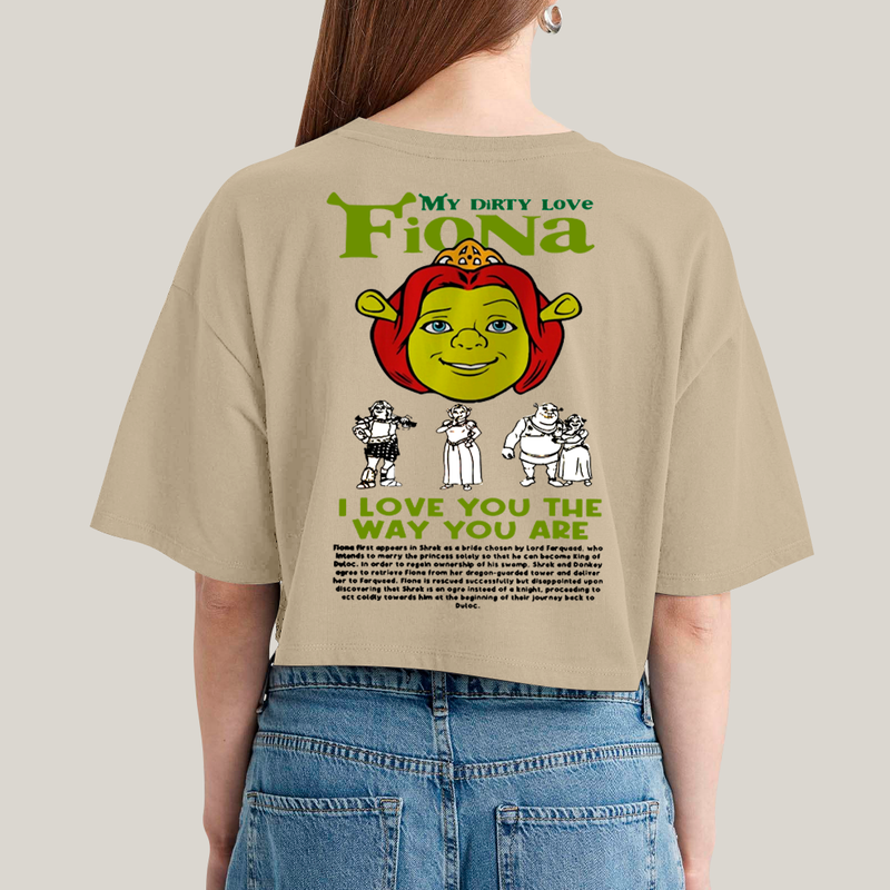 Cropped Oversized Algodão Unissex T shirt Shrek & Fiona BFF ou casal FC