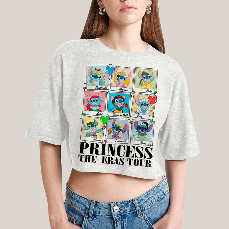 Cropped Oversized Algodão Unissex T shirt Lilo & Stitch Princess The Eras Tour FC
