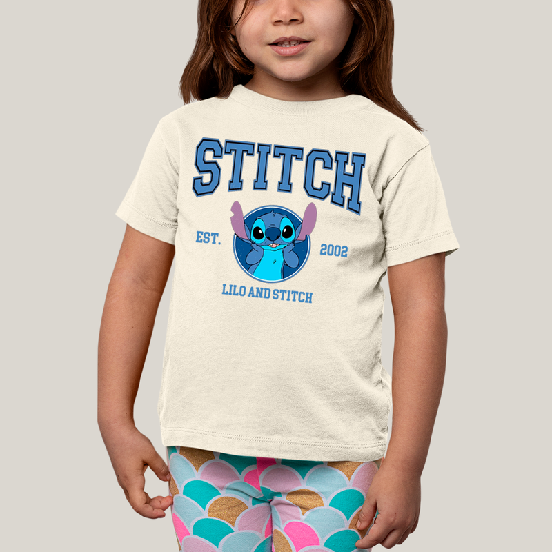 Camiseta Infantil Algodão Unissex T shirt Lilo & Stitch Est.2002