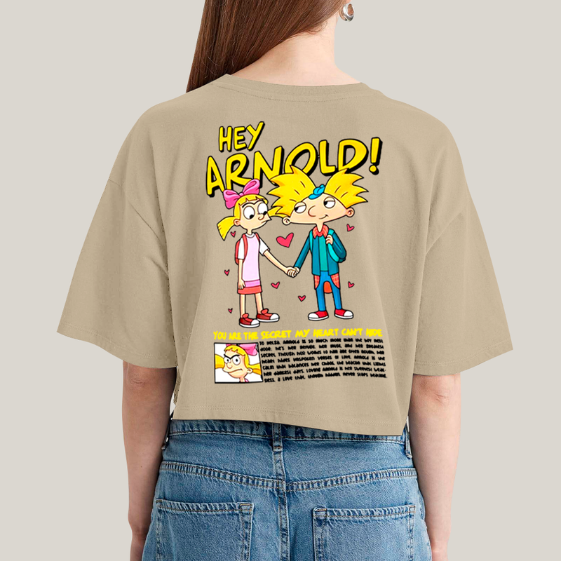 Cropped Oversized Algodão Unissex T shirt Arnold & Helga BFF ou casal FC