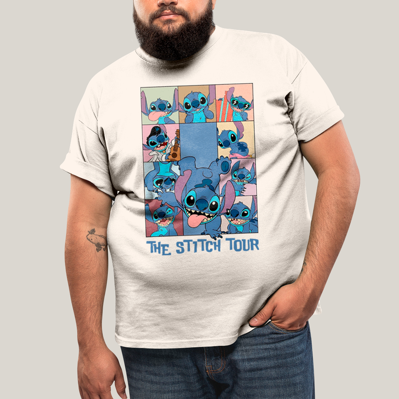 Camiseta Plus Size Algodão Unissex T shirt Lilo & Stitch The Stitch Tour
