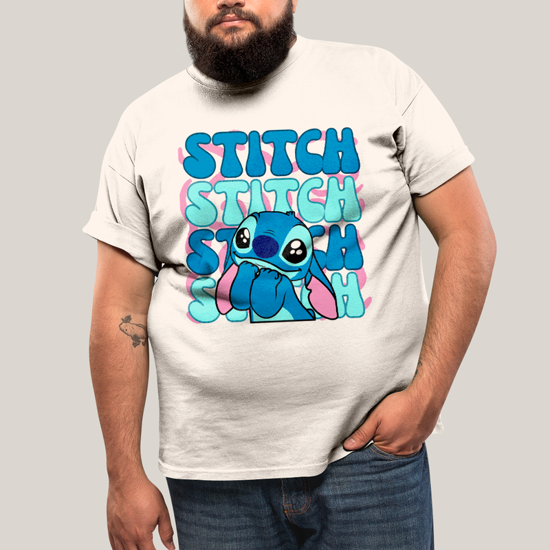 Camiseta Plus Size Algodão Unissex T shirt Lilo & Stitch Orelha Caida