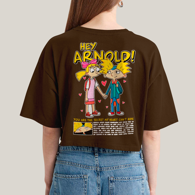 Cropped Oversized Algodão Unissex T shirt Arnold & Helga BFF ou casal FC