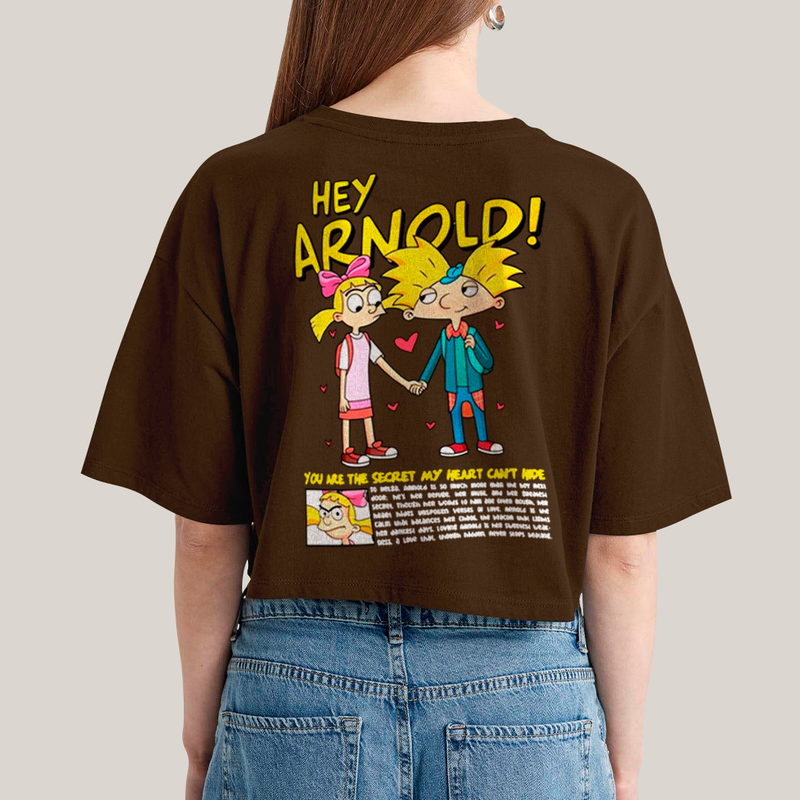 Cropped Oversized Algodão Unissex T shirt Arnold & Helga BFF ou casal FC