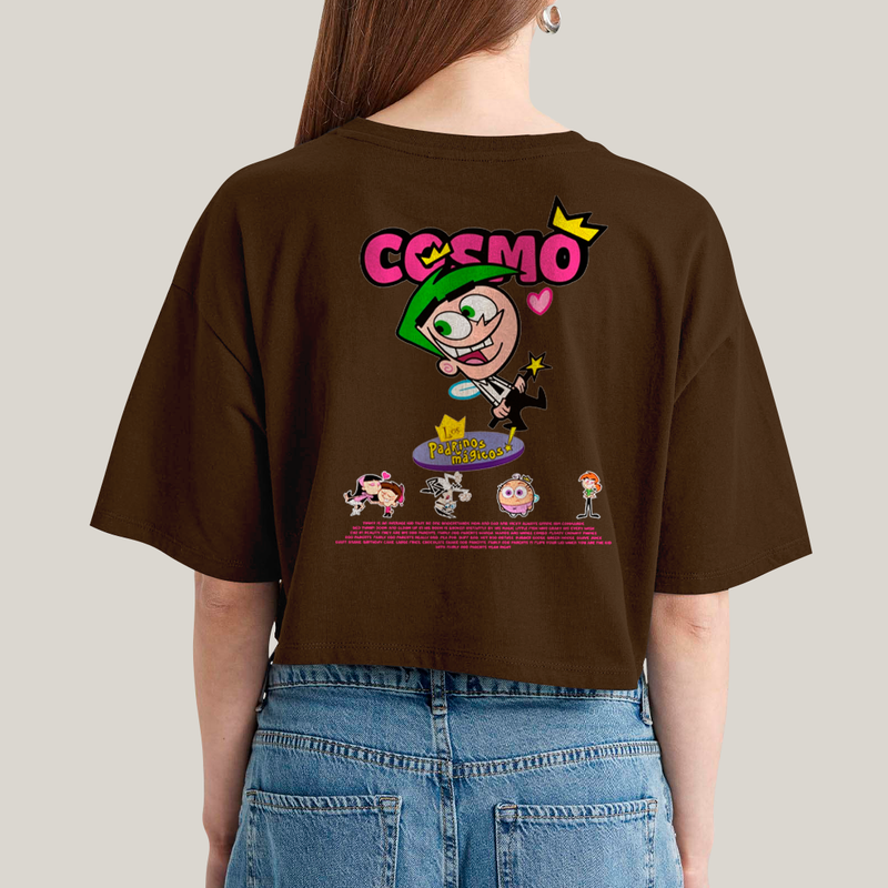 Cropped Oversized Algodão Unissex T shirt Cosmo & Wanda BFF ou casal FC