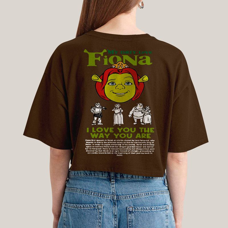 Cropped Oversized Algodão Unissex T shirt Shrek & Fiona BFF ou casal FC