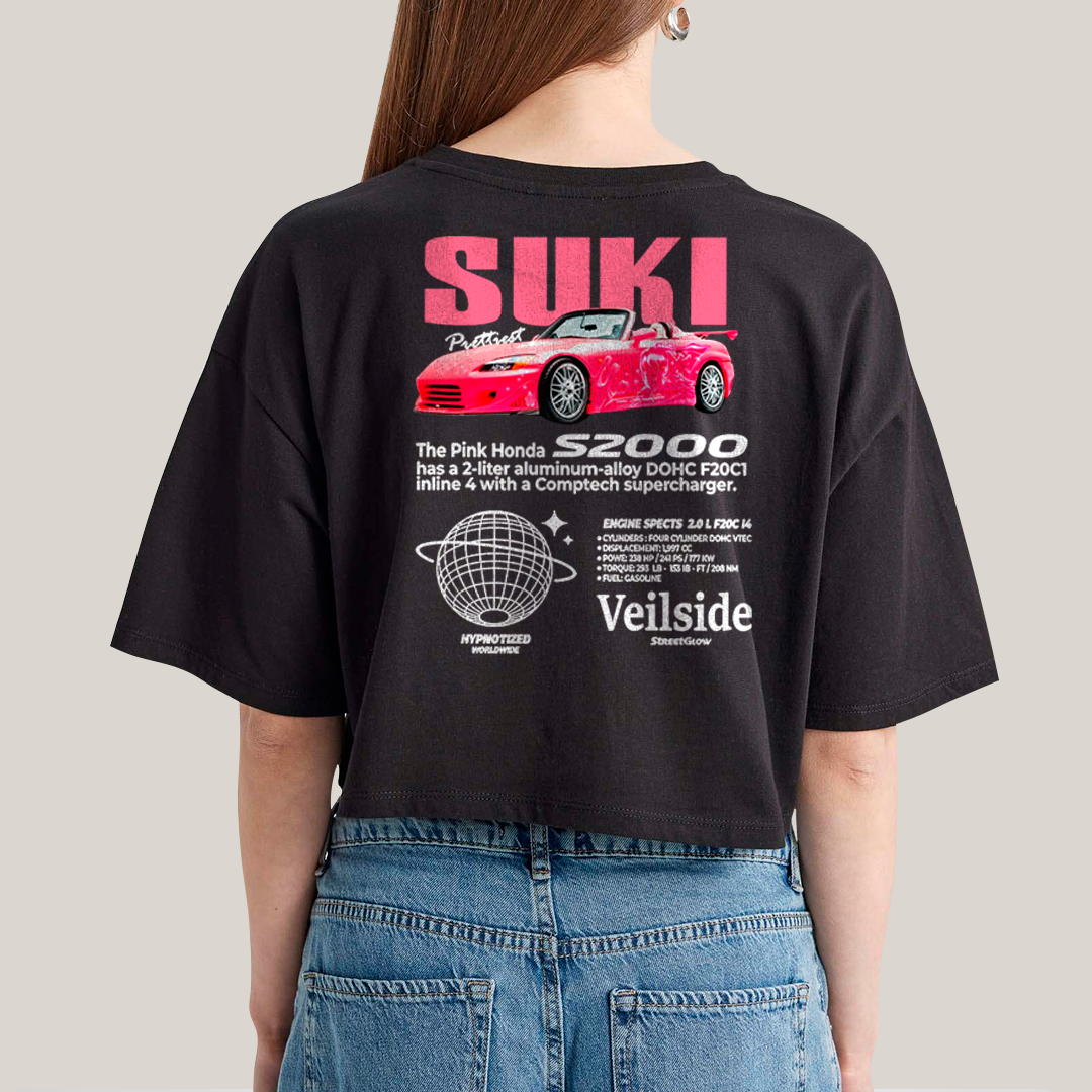 Cropped Oversized Algodão Unissex T shirt Suki & Bullet BFF ou casal FC