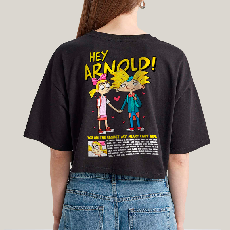 Cropped Oversized Algodão Unissex T shirt Arnold & Helga BFF ou casal FC