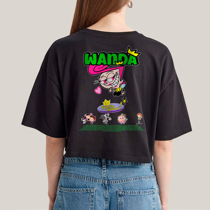 Cropped Oversized Algodão Unissex T shirt Cosmo & Wanda BFF ou casal FC