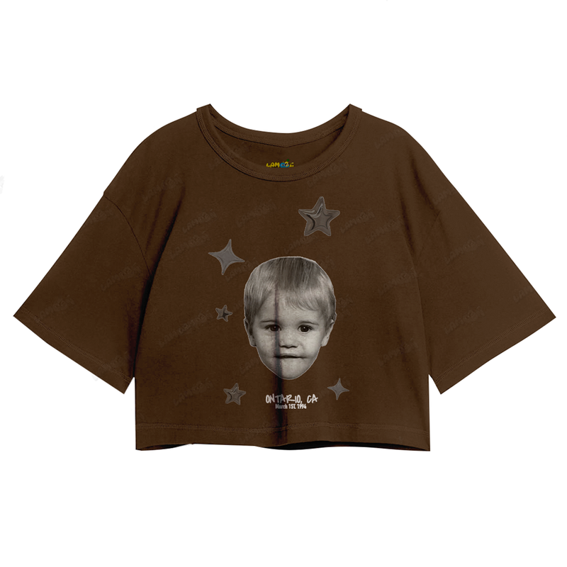 Cropped Oversized Algodão Justin Bieber Ontario Stars