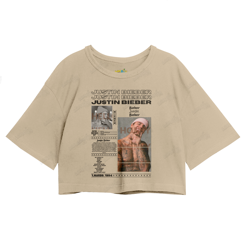 Cropped Oversized Algodão Justin Bieber New Ep