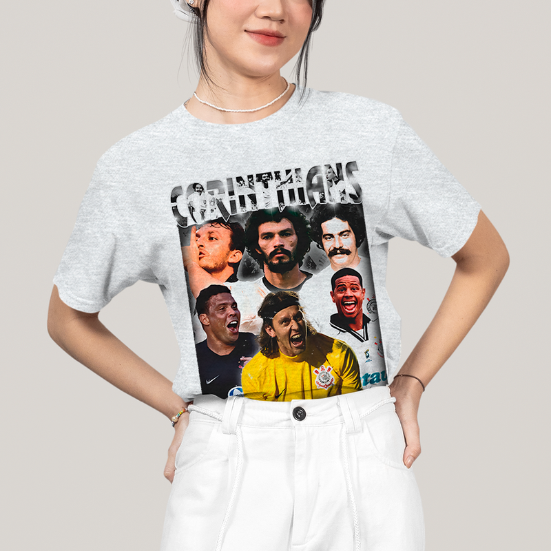 Camiseta Algodão Unissex T shirt - Futebol Ídolos Antigos Cássio Marcelinho Carioca Ronaldo Corinthians