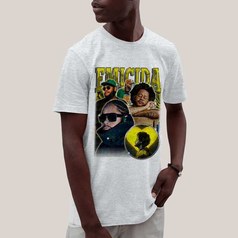 Camiseta Algodão Unissex T shirt - Emicida Amarelo cantor rap hip hop