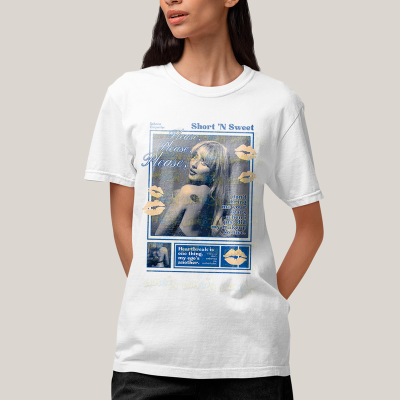 Camiseta Algodão Unissex T shirt Please Sabrina Carpenter Short Sweet