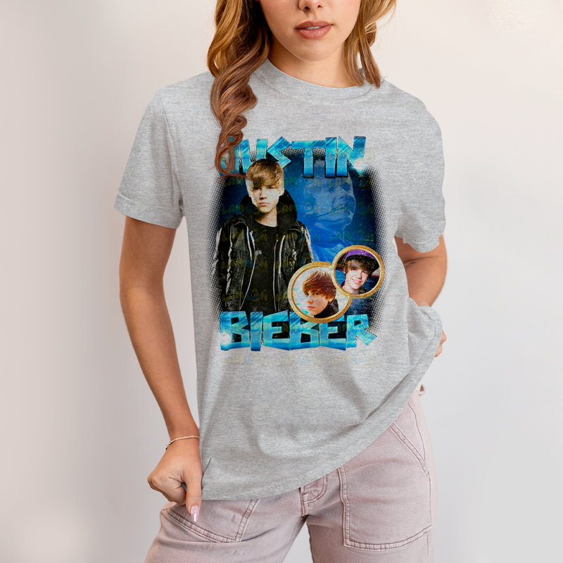 Camiseta Algodão Unissex T shirt Graphic Tee Justin Bieber Jovem
