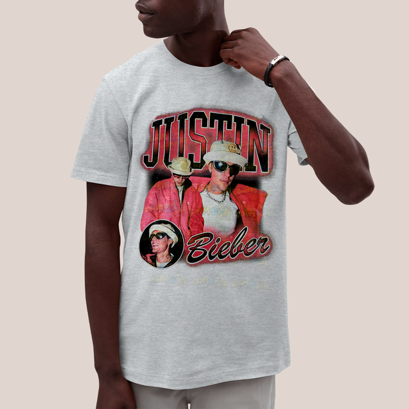 Camiseta Algodão Unissex T shirt Graphic Tee Justin Bieber Vermelho