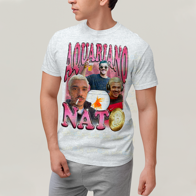 Camiseta Algodão Unissex T shirt - Aquariano Nato Chico Moedas