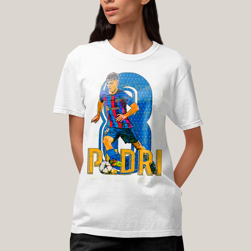 Camiseta Algodão Unissex T shirt Pedri Jogador Barcelona Espanha