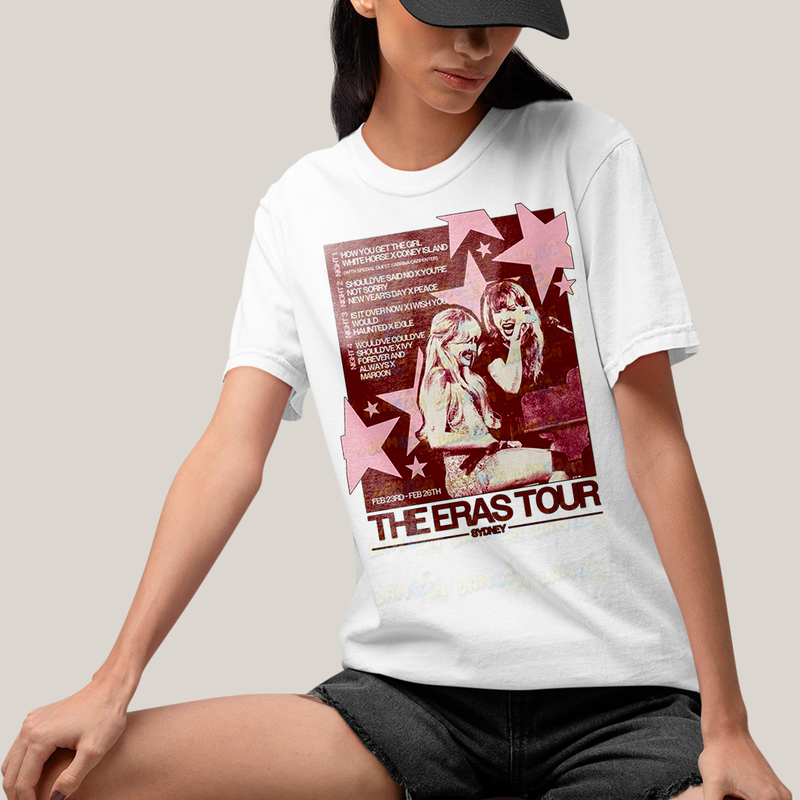 Camiseta Algodão Unissex T shirt  Sabrina Carpenter The Eras Tour Sydney Taylor Swift