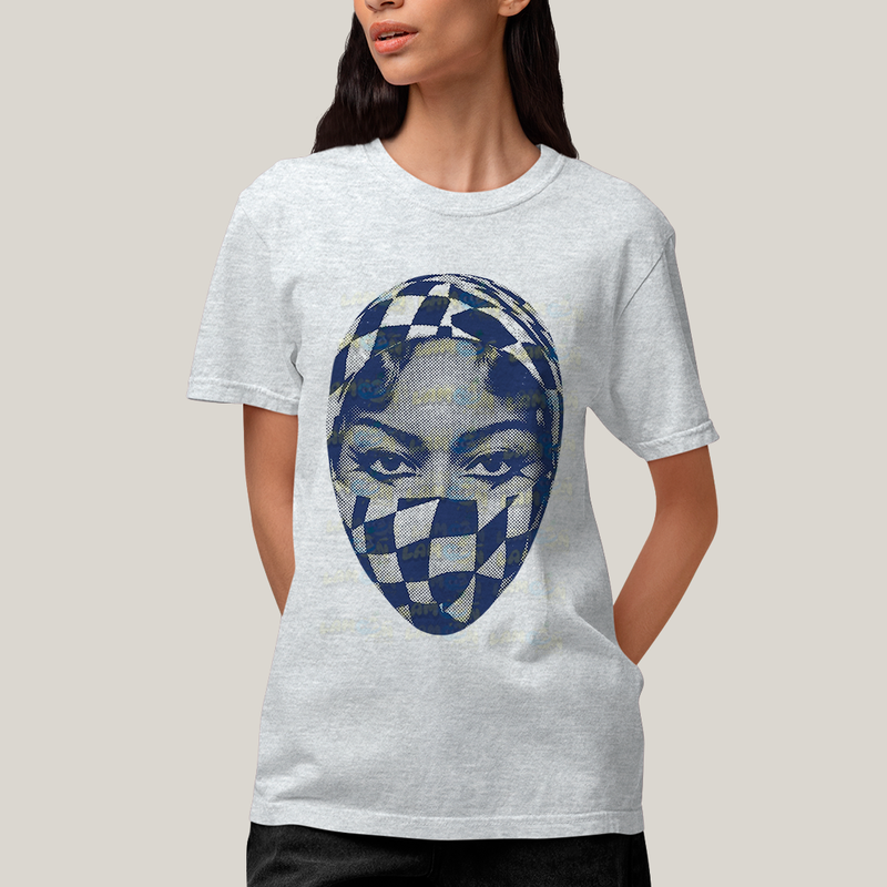 Camiseta Algodão Unissex T shirt - Byonce Cowboy Rosto azul