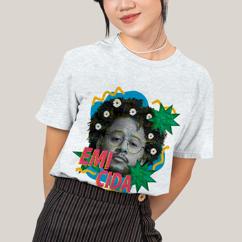 Camiseta Algodão Unissex T shirt - Emicida Rapper colagem