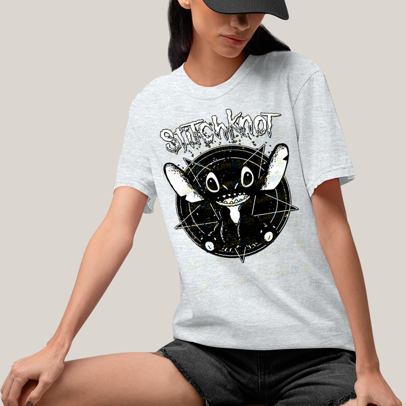 Camiseta Algodão Unissex T shirt Stitchknot Lilo & Stitch