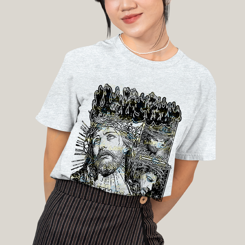 Camiseta Algodão Unissex T shirt Jesus Cristo Faith In God overcomes fear