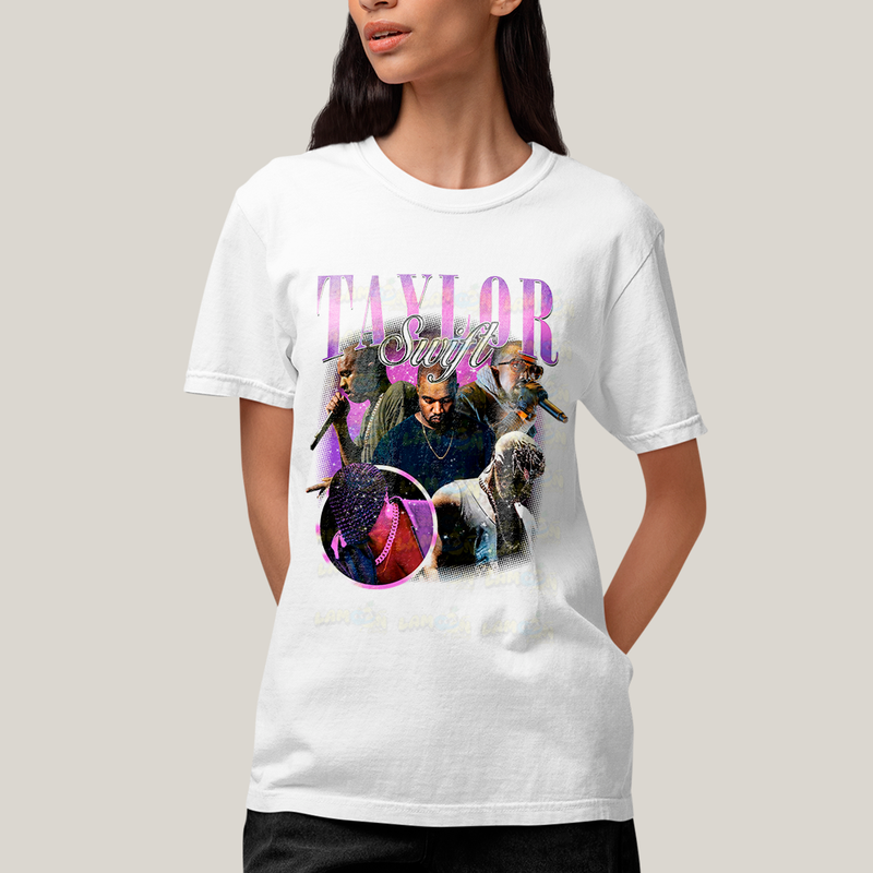Camiseta Algodão Unissex T shirt Graphic Tee Kany West Taylor Swift