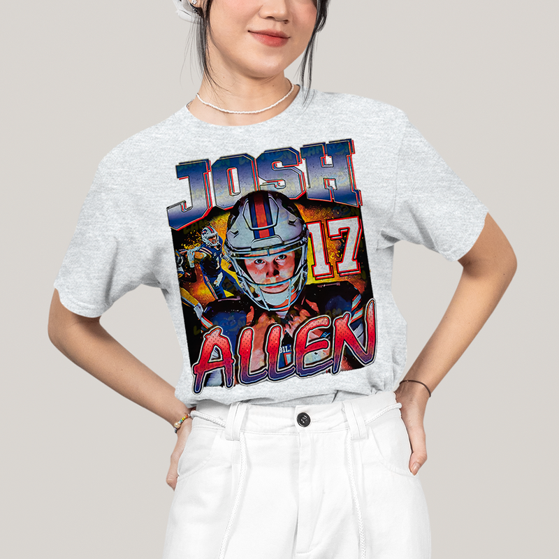 Camiseta Algodão Unissex T shirt - Josh Allen 17 jogador de futebol