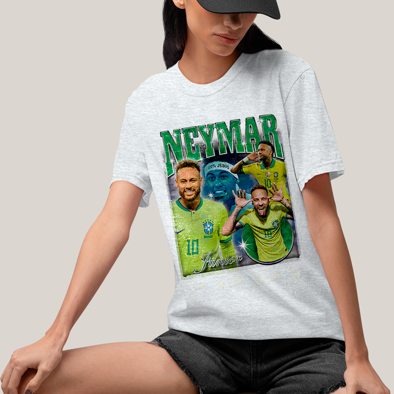 Camiseta Algodão Unissex T shirt - Neymar Júnior 100% Jesus jogador de futebol
