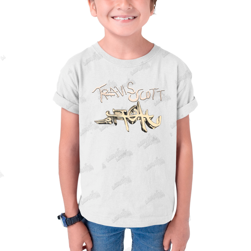 Camiseta Infantil Algodão Travis Scott Grafite