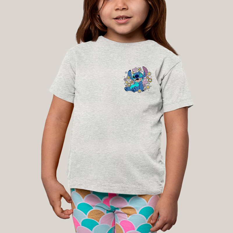 Camiseta Infantil Algodão Unissex T shirt Lilo & Stitch Piscando FC